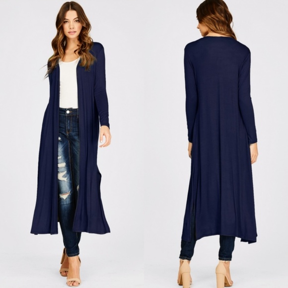 LAST 1! Navy duster maxi cardigan - Picture 2 of 5